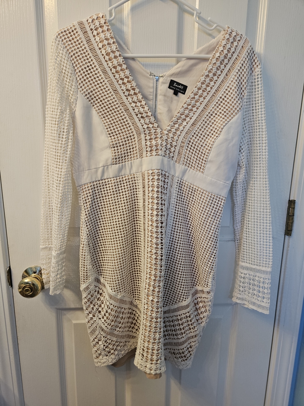 Bardot Cream Geometric Lace Dress (Size M/US 8)
